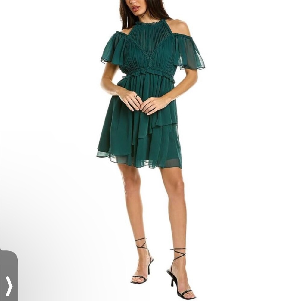 TED BAKER LONDON Poppio High Neck Flutter Shoulder Sleeve Braided Detail NWOT